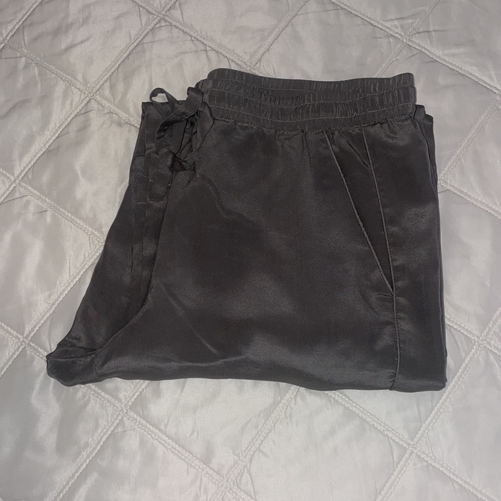Johnny Was 100% silk pants. Straight leg. Army green. Size Small. Drawstring